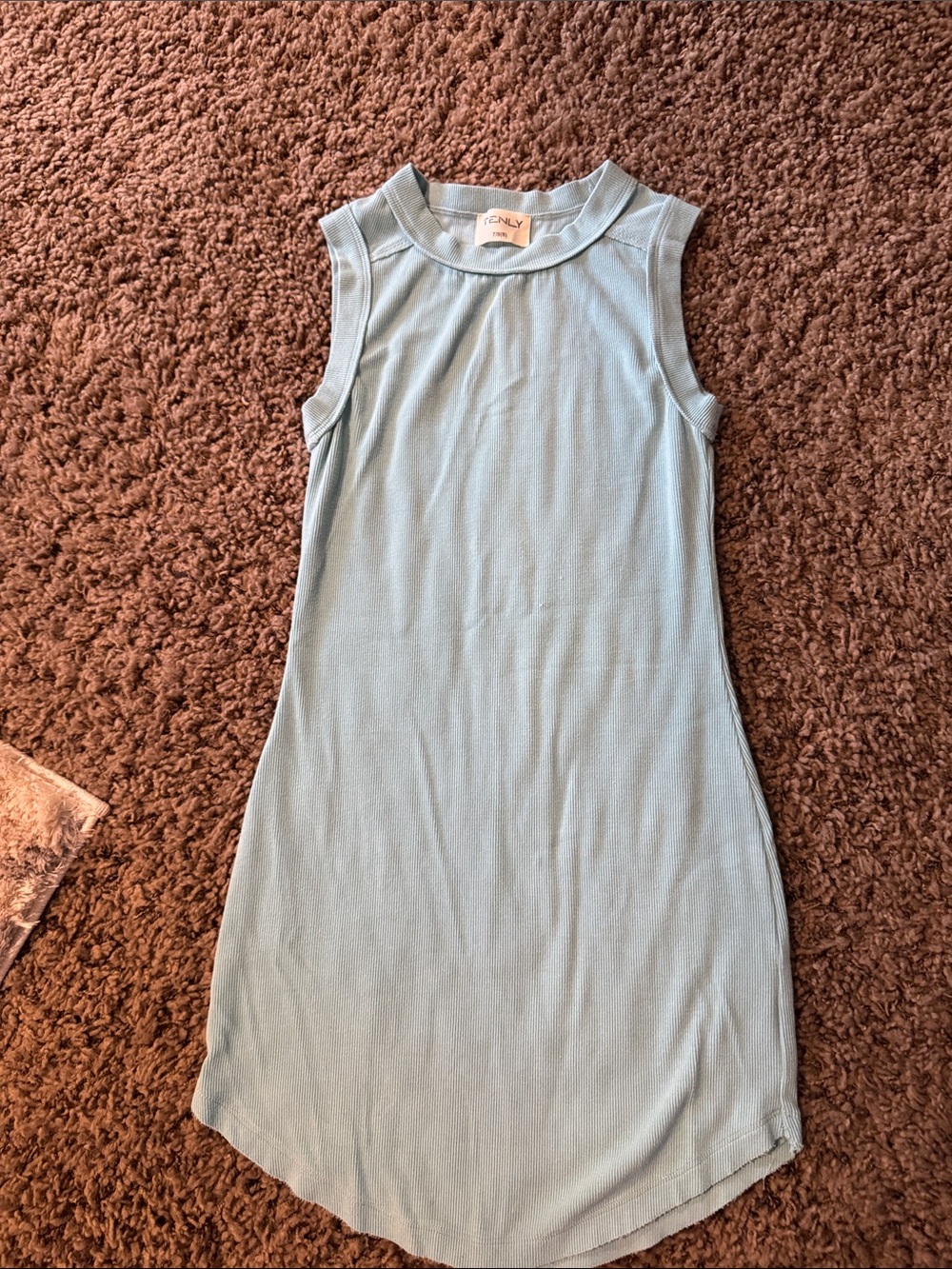 Tenly Tween Light Blue Ribbed Tank Dress